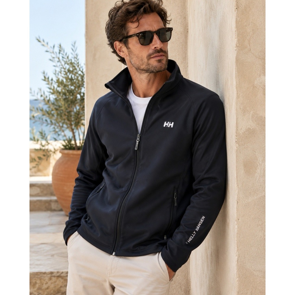 Helly Hansen Mens Black Full Zip Textured Knit Soft Shell‎ Performance Jacket
